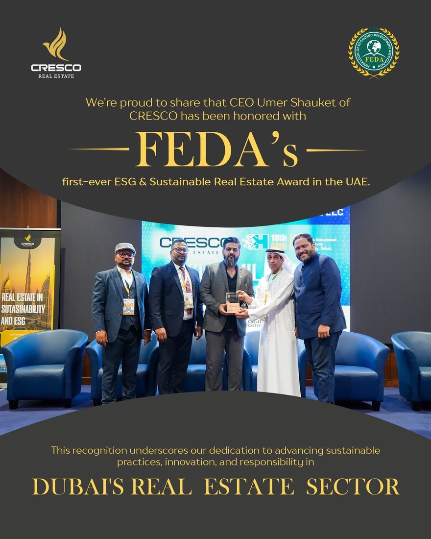 Umer Shauket receiving FEDA ESG Award